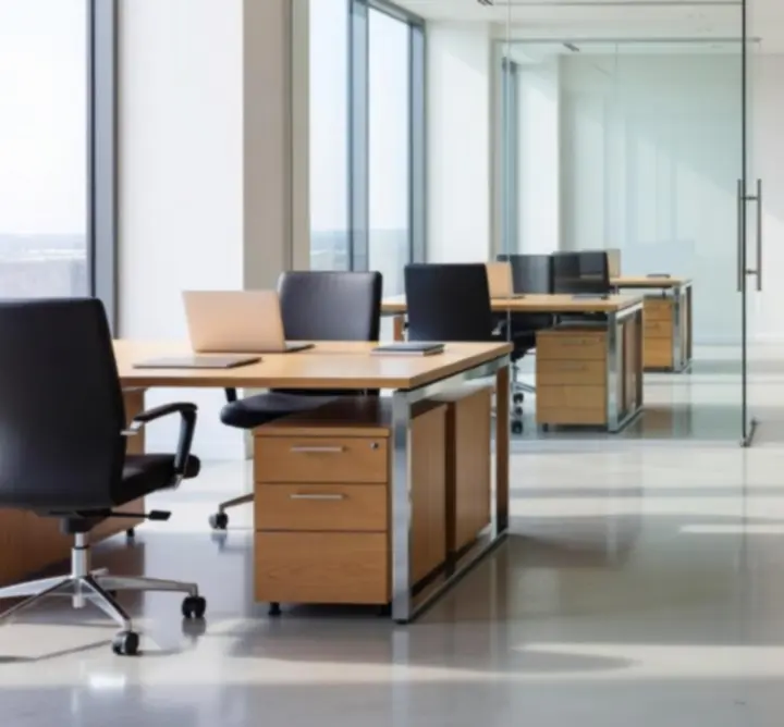 Overview of a freshly cleaned modern office interior