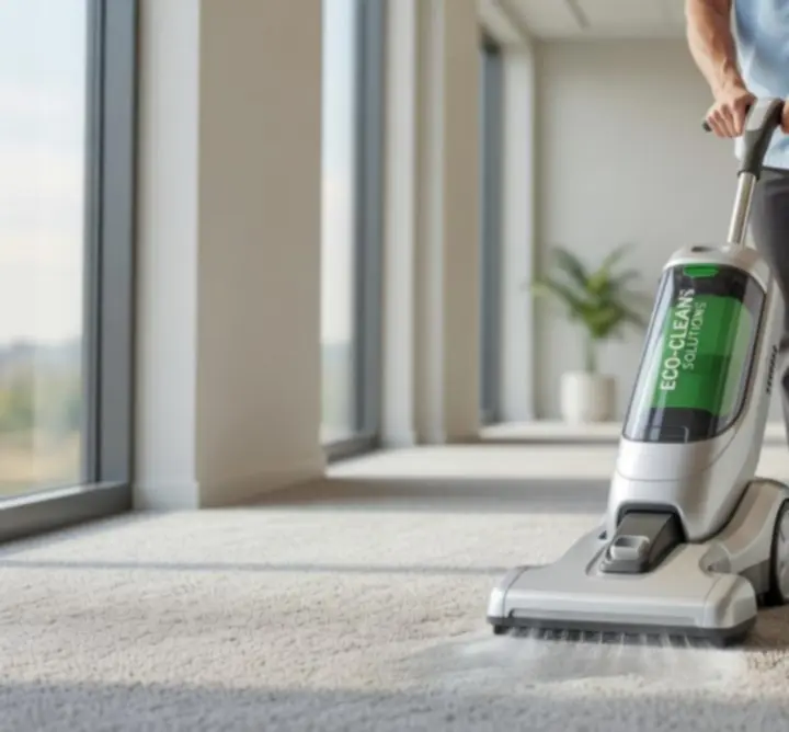 Professional cleaner using equipment as part of a defined cleaning process