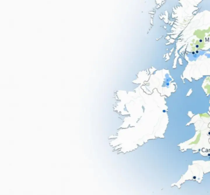 Map-style illustration highlighting PIPSI LTD's UK cleaning coverage
